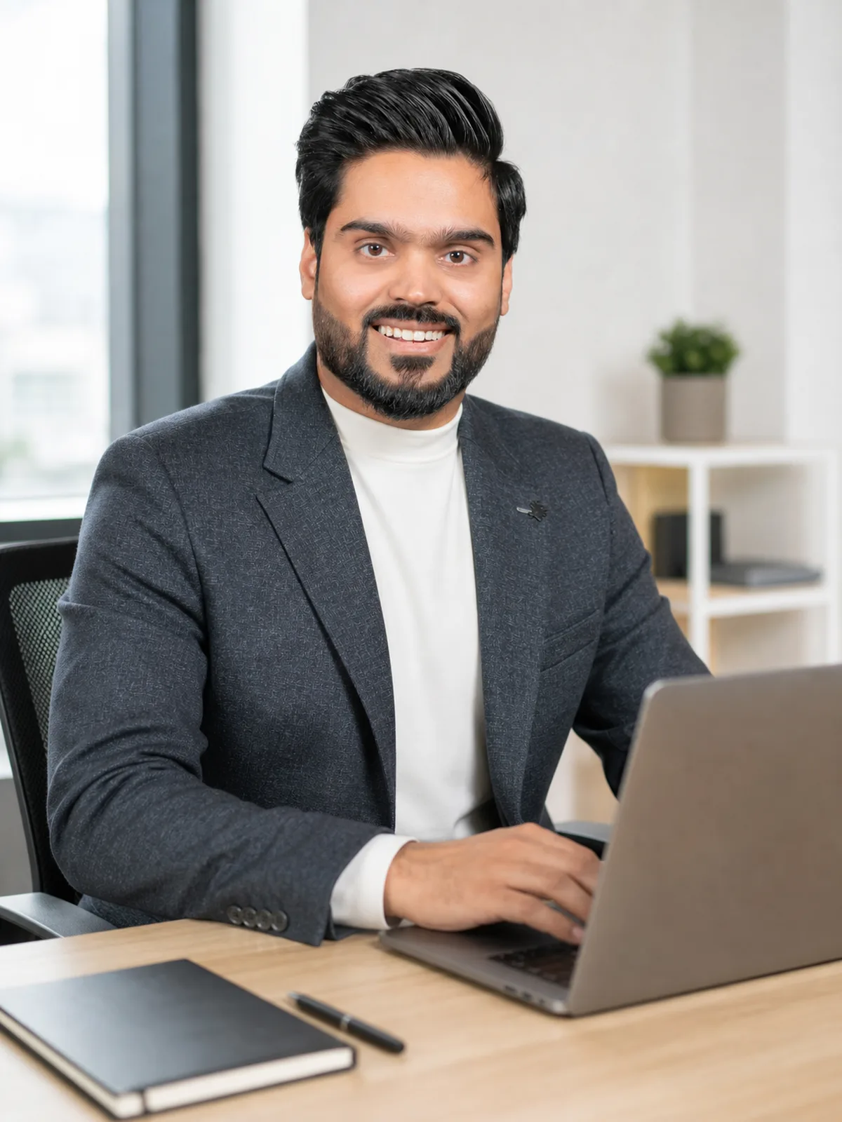 Founder working at a desk
